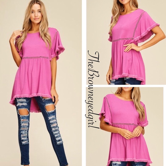 Tops - New Fuchsia Summertime Boho Fringed Tunic